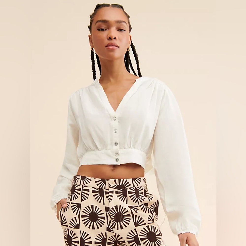 Free People fly away shirt in cream M NWT